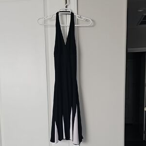 Black Sleeveless Halter Slit Dress